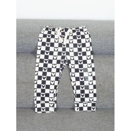 Pantalon/ Legging Noir Et Blanc Avec Tete De Mickey- Taille 12/18mois- Gap