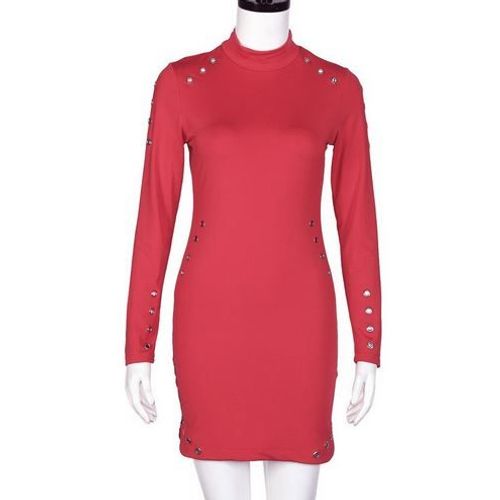 Robe-Tunique Rouge À Oeillets Métalliques Tl/40/42
