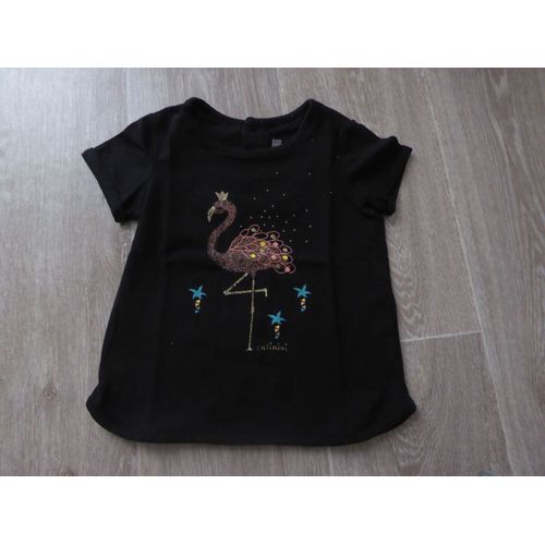 T-Shirt Noir "Flamant Rose" Catimini - 2 Ans