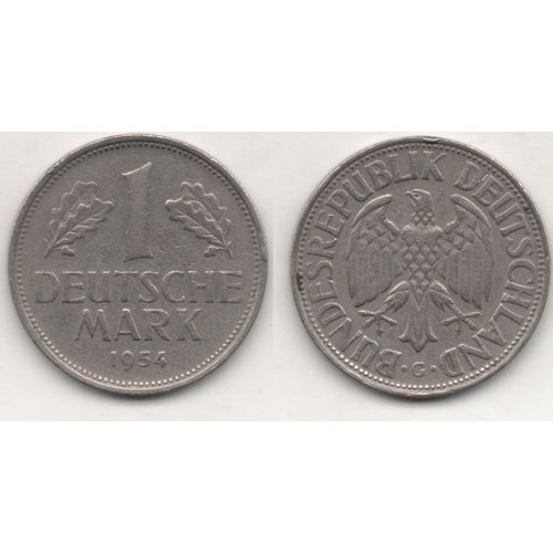 Piece Monnaie Allemagne Germany 1 Deutsche Mark Lettre G 1954 Rare Sous Capsule