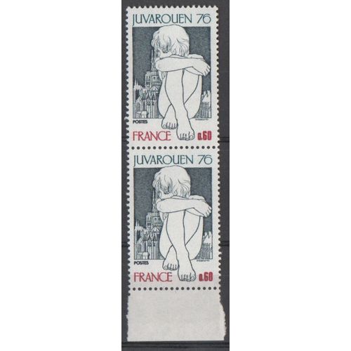 Bloc Paire 2 Timbres France 1976 Yvert Et Tellier N°1876 Juvarouen 76 Bord De Feuille Neuf** Gomme Intacte