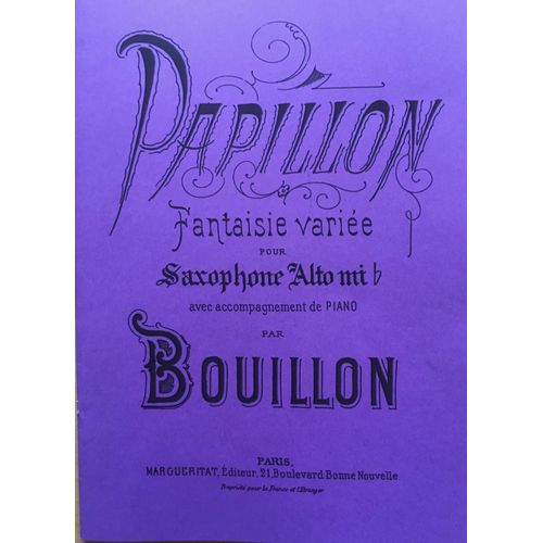 Papillon Pour Saxophone Et Piano De Pierre Bouillon