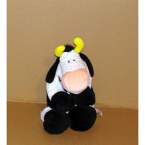 tachi Doudou vache noir et blanc peluche assise 18 cm peluche avec yeux  brodés : : Jeux et Jouets