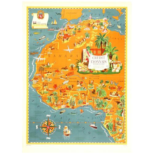 Affiche Carte Afrique Nord