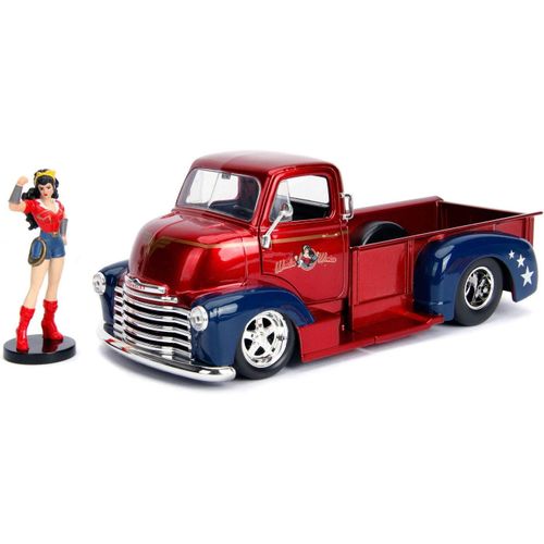 Dc Bombshells Hollywood Rides 1/24 1952 Checy Coe Métal Avec Figurine Wonder Woman