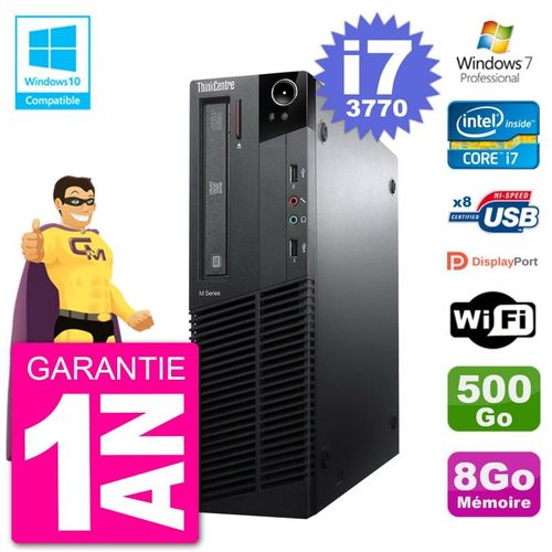 PC Lenovo ThinkCentre M82 SFF i7-3770 RAM 8Go Disque 500Go Graveur DVD Wifi W7