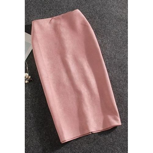 Jupe Crayon Daim Rose T42