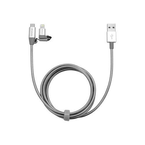 Verbatim Sync & Charge - Câble Lightning - Lightning, Micro-USB Type B mâle pour USB mâle - 1 m - argent