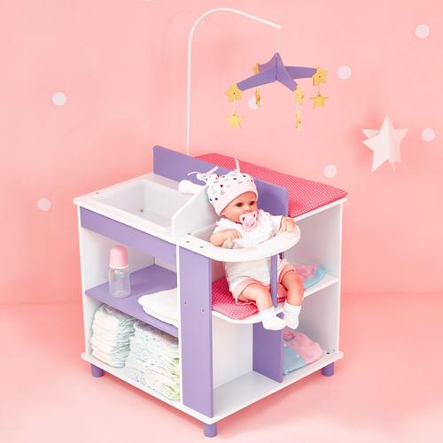 Table ? Langer Poupon Poup?E Little Princess Rangement Meuble Bois Jeux Td-0203a