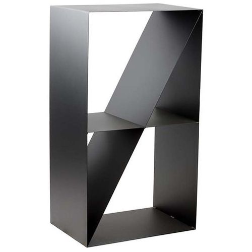 Range Bûches En Acier Noir Tsito Forme Casier Design 45x30x80 Cm--