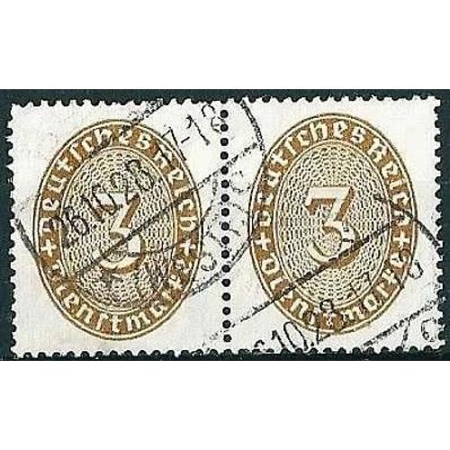 Allemagne, République De Weimar, 1931, Belle Paire Attachée Timbres De Service, Type Grands Chiffres, Yvert 77, Oblitérée Tbe