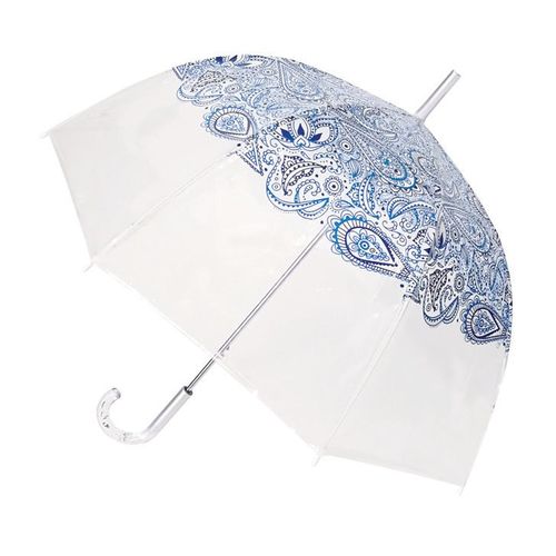 Parapluie Cloche Transparent Paisley Bleu