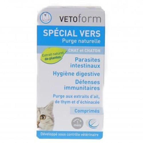 Vetoform Purge Naturelle Spécial Vers Chat Et Chaton 50 Comprimés