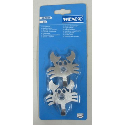 Wenko Lot De 2 Crochets À Ventouse Motif Crabe En Acier Inoxydable Pour Cuisine Et Salle De Bains