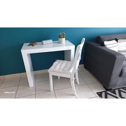 Table Console Extensible Laque Blanc & Gris