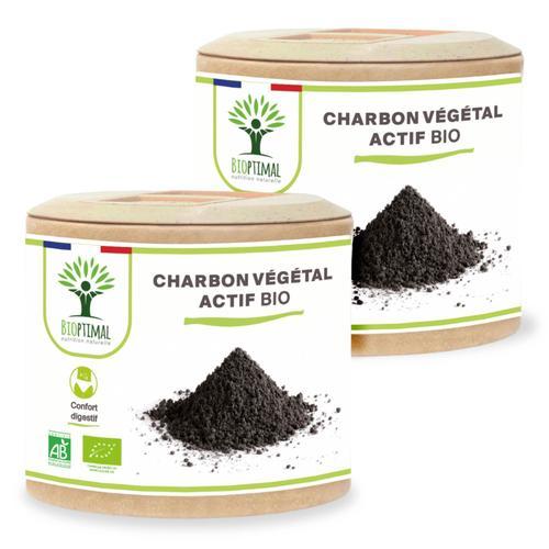 Charbon Végétal Actif Bio - Complément Alimentaire - Digestion Gaz Ventre Plat - 150 Mg De Poudre Active Pure Par Gélule - Fabriqué En France - 2x60 Gélules 