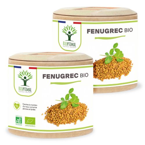 Fenugrec Bio - Complément Alimentaire - Appétit Lactation Glycémie Cholestérol - Graines De Fenugrec En Poudre - Fabriqué En France - Certifié Ecocert - 2x60 Gélules 