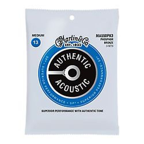 Martin Ma550pk3 - 3 Jeux De Cordes Guitare Acoustique - Authentic Sp Phosphore Bronze - Medium 13-56