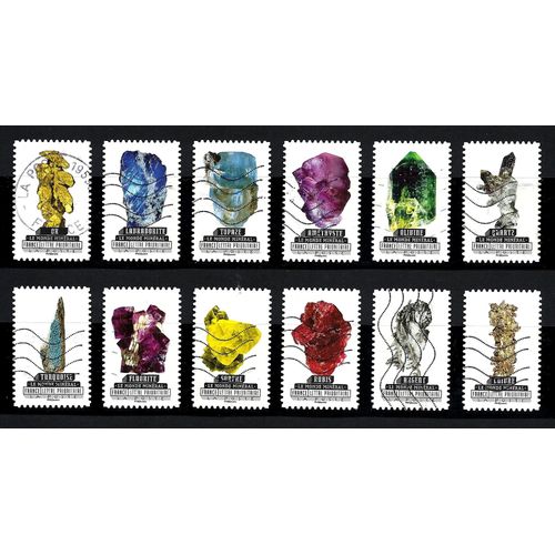 Série Complète De Timbres Oblitérés 2016. "Les Minéraux"