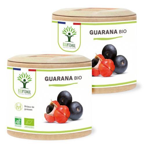 Guarana Bio - Complément Alimentaire - Brûle Graisse Énergie - Caféine - 100% Poudre De Guarana En Gélules - Fabriqué En France - Certifié Ecocert - 2x60 Gélules 