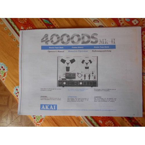 NOTICE UTILISATION MAGNETHONE AKAI