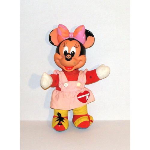 Peluche Minnie D'activités Vintage Visage Semi Rigide Poupée Ancien 39 Cm