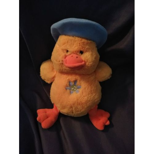 Doudou Peluche Poussin Jaune Orange Chapeau Bleu Musical Sonore Gipsy