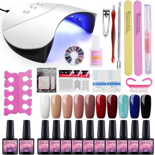 Coscelia Kit Manucure Lampe Uv/Led Usb 36 W Sèche-Ongles + 10pc Gel Vernis Semi Permanent A Ongle Soak Off Polish Gel Nail Art 