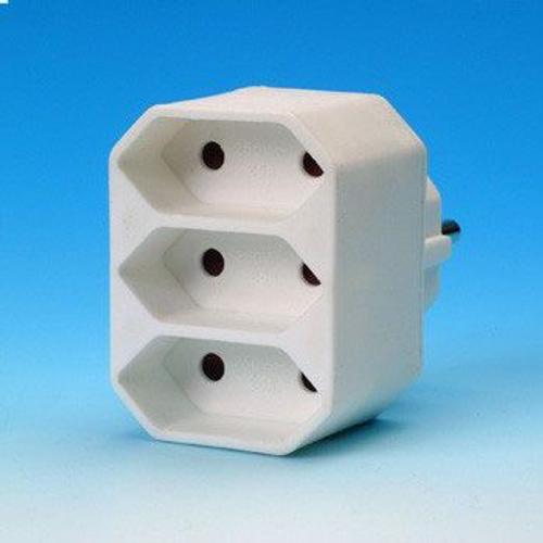 Bloc Multiprise Domino, 3 socles, 2,5A, Blanc