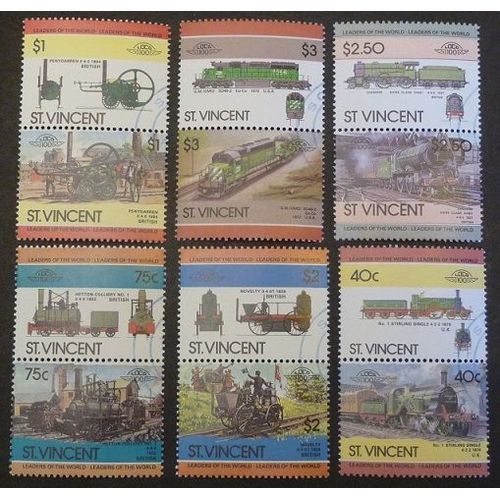 Saint-Vincent Oblitéré Lot De 12 Timbres De 1984 Locomotives