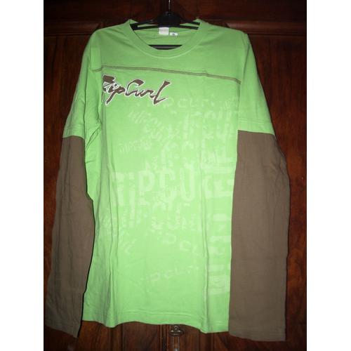 T-Shirt Ripcurl Vert/Marron Manches Longues 16ans