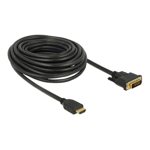 Delock - Câble adaptateur - HDMI mâle pour DVI-D mâle - 10 m - triple blindage - noir - vis moletées