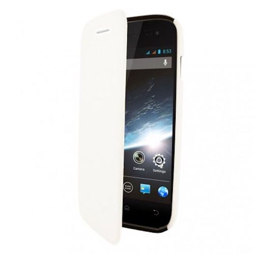 Etui A Rabat Wiko Cink Slim 2 Blanc Grainé Swiss Charger Eco-Cuir (Pu)