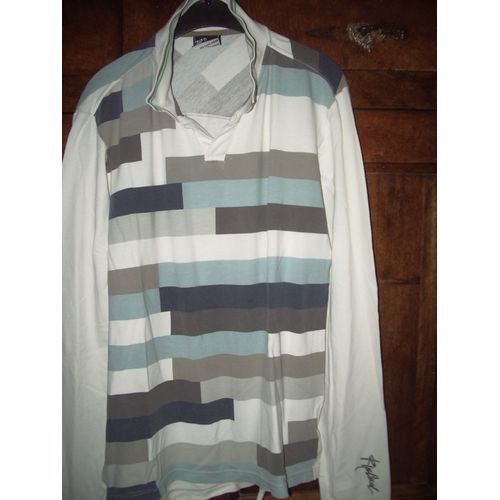 T-Shirt Ripcurl Blanc Imprimé Bleu Manches Longues Taille L