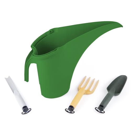 Ensemble d'outils de jardinage de 4 pièces de haute qualité, avec arrosoir de 4 litres, en acier inoxydable - couleur : vert (forÃªt)