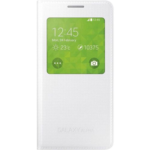 Etui Officiel A Rabat S View Samsung Galaxy Alpha Blanc Eco-Cuir (Tpu)