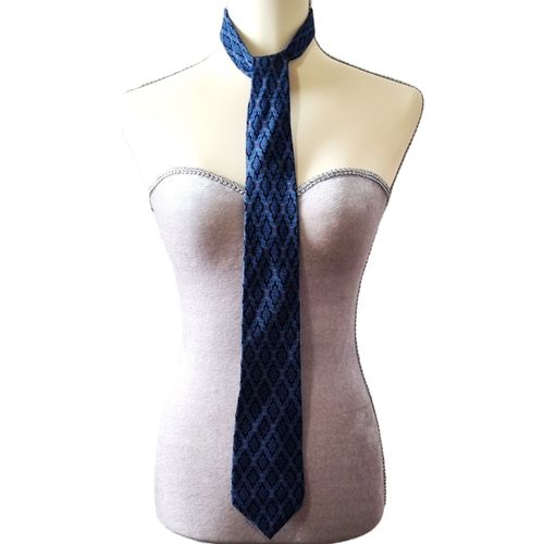 Cravate Loris Azzaro Soie Bleue Avec Motifs