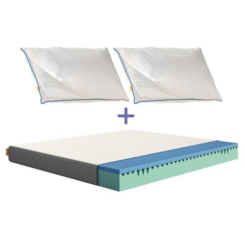 Emma | Pack Matelas Confort 140x190 Cm + 2 Oreillers Nuage | Sommeil Réparateur | Indépendance De Couchage | Confort Optimal | Lavables