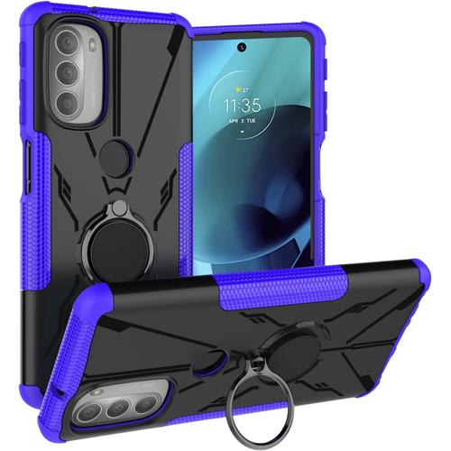 Coque Tough Armor Pour Motorola Moto G51 5g Motorola Moto G51 5g 360° Support Rotatif Kicksstand Antichoc Étui De Protection Étui Pour Motorola Moto G51 5gpourpre