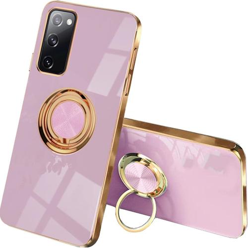 Coque Pour Samsung Galaxy S20 Fe 5g/4g, Silicone Coloré Case Protégez La Caméra, Étui Ultra-Fin Antichoc Pour Femme, Housse Élégant Avec Support Pour Bague Mauve