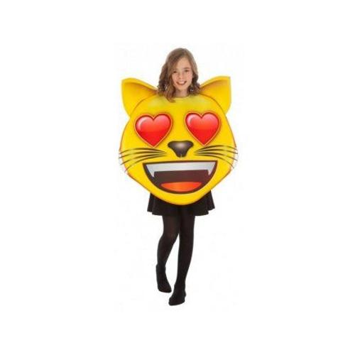 Costume Officiel Emoji Chat Coeur Enfant Taille Unique - Deguisement Emoticone