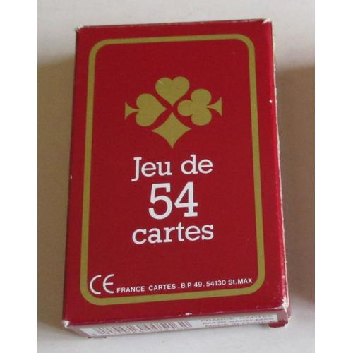 Jeu De 54 Cartes Complet + 1 Joker Et 1 Barème De Points - Dos Rouge - Cartes De 5.3x8.5cm - Avec Carton D'emballage - France Cartes