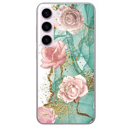 Coque Pour Galaxy S24 Plus Marbre Fleur Turquoise