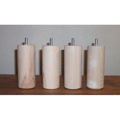 Pieds De Lit À Visser En Bois Naturel Brut