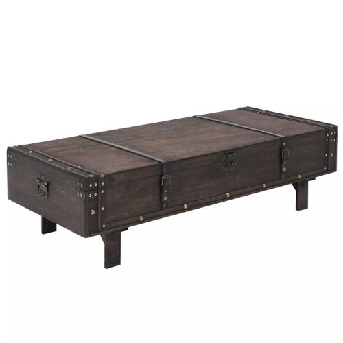 Table Basse Bois Massif Style Vintage 120 X 55 X 35 Cm