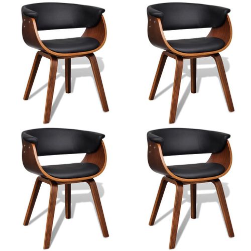 Chaises De Salle À Manger 4 Pcs Bois Courbé Et Similicuir
