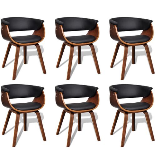 Chaises De Salle À Manger 6 Pcs Bois Courbé Et Similicuir