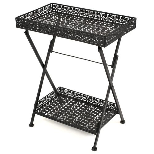 Table À Thé Pliante Style Vintage Métal 58 X 35 X 72 Cm Noir