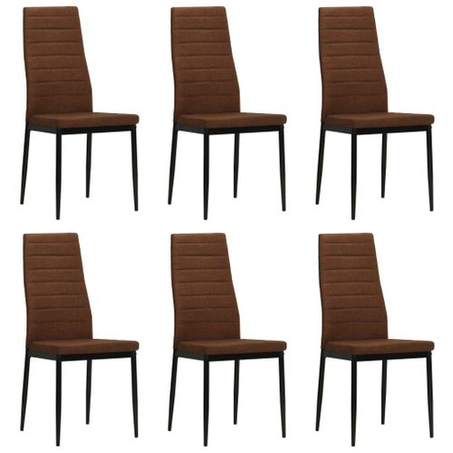 Chaises De Salle À Manger 6 Pcs Marron Tissu
