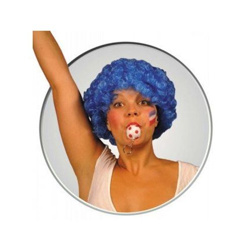 Perruque Afro Clown Bleu Cheveux Courts Boucles Adulte Unisexe - Carnaval